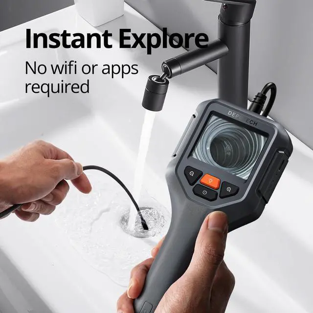 Alt view image 4 of 7 - KEHIPI Endoscope Camera with Light, 1080P HD Borescope Inspection Camera with 2X Zoom, IP67 Waterproof Plumbing Snake Camera, 16.5ft Semi-Rigid Cable, 2.4'' IPS Screen Scope Camera Gadgets for Men