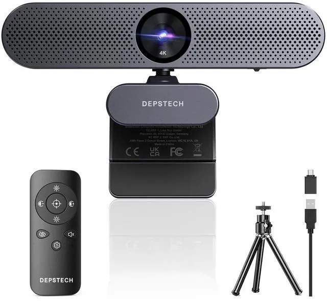 Main image of KEHIPI 4K Webcam with Remote Control, Ultra HD Webcam with Microphones, Noise-Canceling, AutoFocus, Low-Light Correction, Privacy Cover, Web Camera for PC/Mac/Laptop/Desktop/Zoom/Teams