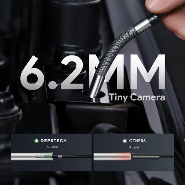 Alt view image 5 of 7 - KEHIPI Two-Way Articulating Borescope, 0.24in Articulated Endoscope Camera with Light, 5-inch IPS Snake Inspection Camera, Flexible Automotive, Mechanics, Plumbing Tools for Men-4.92FT