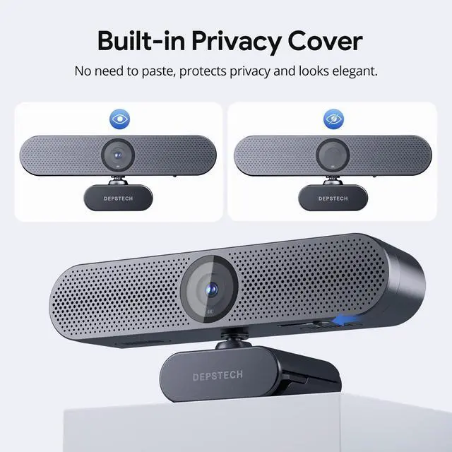 Alt view image 7 of 7 - KEHIPI 4K Webcam with Remote Control, Ultra HD Webcam with Microphones, Noise-Canceling, AutoFocus, Low-Light Correction, Privacy Cover, Web Camera for PC/Mac/Laptop/Desktop/Zoom/Teams
