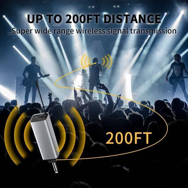 Alt view image 2 of 7 - KEHIPI Wireless Microphone, Handheld UHF Dual Metal Cordless Dynamic Mic System with Rechargeable Receiver,200ft Range,for Karaoke, Speech, Party, Wedding, Church,Singing Machine-Auto Connect