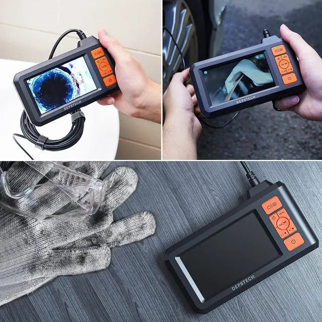 Alt view image 7 of 7 - KEHIPI 5.5mm Industrial Endoscope, 1080P Digital Borescope Inspection Camera with 4.3" Screen, IP67 Waterproof Snake Camera with Lights,16.5FT Semi-Rigid Cable, 32GB Card &Photo Capture (Orange)