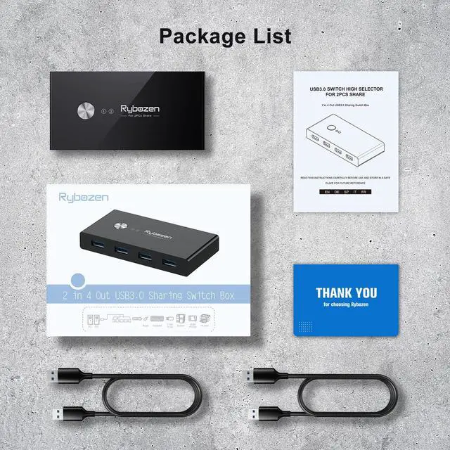 Alt view image 6 of 6 - KEHIPI USB 3.0 Switch, USB Switcher 2 Computers Share 4 USB for Keyboard Mouse Printer Scanner, USB KVM Switch Selector with 2 USB 3.0 Cables, Compatible with Windows, Mac, Linux