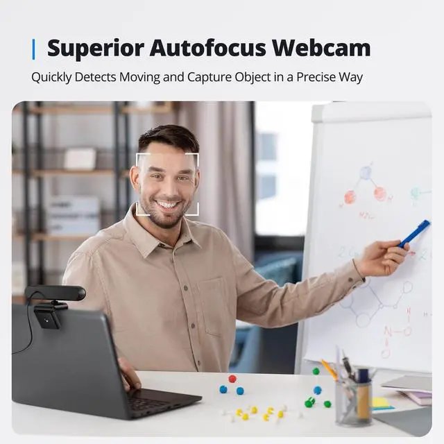 Alt view image 3 of 7 - KEHIPI DW40 4K Webcam, Dual Microphone Autofocus HD Web Camera with Sony Sensor, Privacy Cover & Tripod, Plug and Play USB 8MP Camera Computer Streaming Webcam for Laptop PC/Video Call/Zoom/YouTube