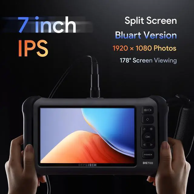 Alt view image 2 of 7 - KEHIPI 7'' IPS Endoscope Camera with Lights, 1080P Triple-Lens Digital Borescope Tool, Inspection Camera with Split Screen, Sound Recording, 16.5ft IP67 Waterproof Snake Cable, 180° Rotation View