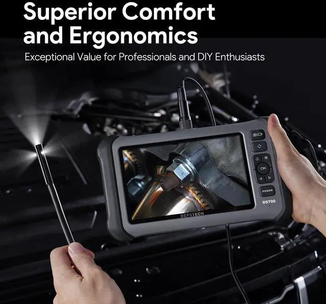 Alt view image 4 of 7 - KEHIPI 7'' IPS Endoscope Camera with Lights, 1080P Triple-Lens Digital Borescope Tool, Inspection Camera with Split Screen, Sound Recording, 16.5ft IP67 Waterproof Snake Cable, 180° Rotation View