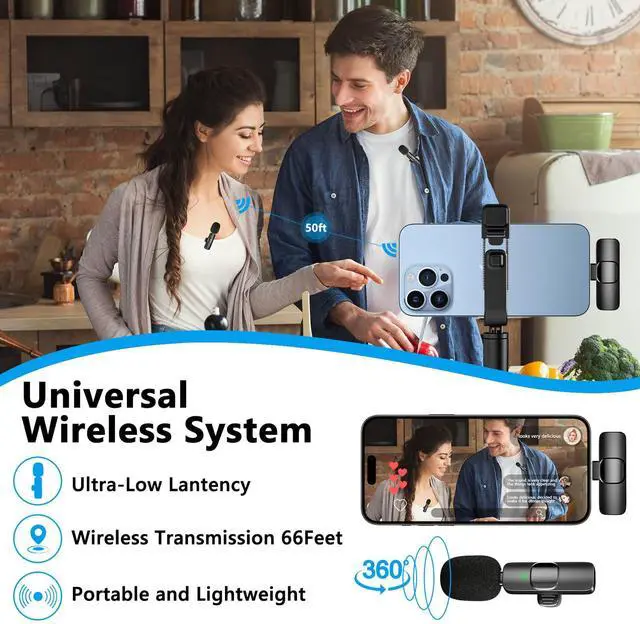 Alt view image 5 of 7 - KEHIPI Professional Wireless Lavalier Lapel Microphone for iPhone iPad, Mini Lapel Mics Plug-Play 2.4G Ultra-Low Delay Noise Reduction Chip for Video Recording Interview Podcast Vlog YouTube Tiktok