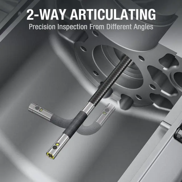 Alt view image 2 of 7 - Teslong Articulating Borescope with Dual Lens Endoscope, 5-inch IPS Automotive Inspection Camera with Two-Way Articulation Tip, 6+1 LED Lights, Mechanics Fiber Optic Scope-Dia. 0.25 inch & L 5.0 feet