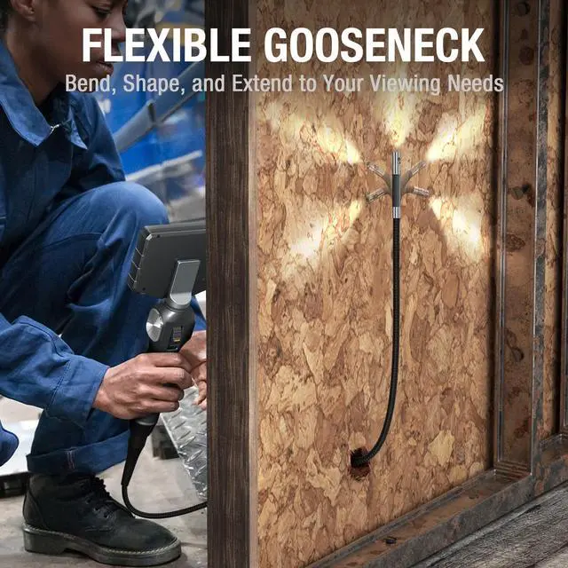 Alt view image 5 of 7 - Teslong Articulating Borescope with Dual Lens Endoscope, 5-inch IPS Automotive Inspection Camera with Two-Way Articulation Tip, 6+1 LED Lights, Mechanics Fiber Optic Scope-Dia. 0.25 inch & L 5.0 feet