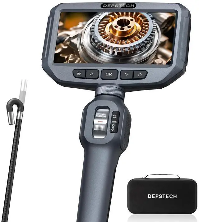 Main image of KEHIPI Two-Way Articulating Borescope Camera with Light, Industrial Endoscope with Articulated Probe, Flexible Mechanic Snake Inspection Camera for Wall Automotive Engine Inspect-5FT