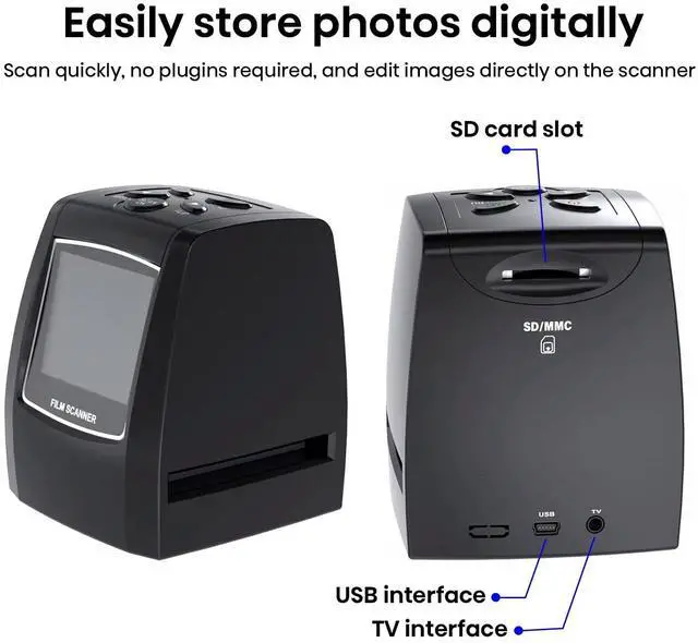 Alt view image 6 of 7 - KEHIPI Mini Digital Film & Slide Scanner  Converts 35mm Negatives & Slides to JPEG Photo  Includes 2.4 LCD Screen  Easy Load Film Adapters