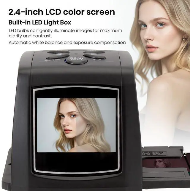 Alt view image 7 of 7 - KEHIPI Mini Digital Film & Slide Scanner  Converts 35mm Negatives & Slides to JPEG Photo  Includes 2.4 LCD Screen  Easy Load Film Adapters