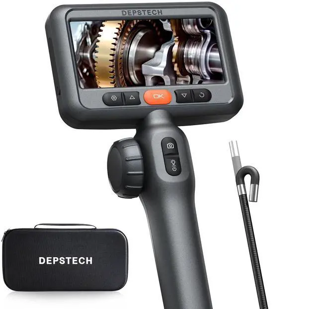 Main image of KEHIPI 210° Two-Way Articulating Borescope, 0.24in Ultra-Slim Endoscope Camera with Lights, 4.5 IPS Screen, 5ft Waterproof Flexible Snake Tube, Industrial Inspection Camera for Automotive Mechanics
