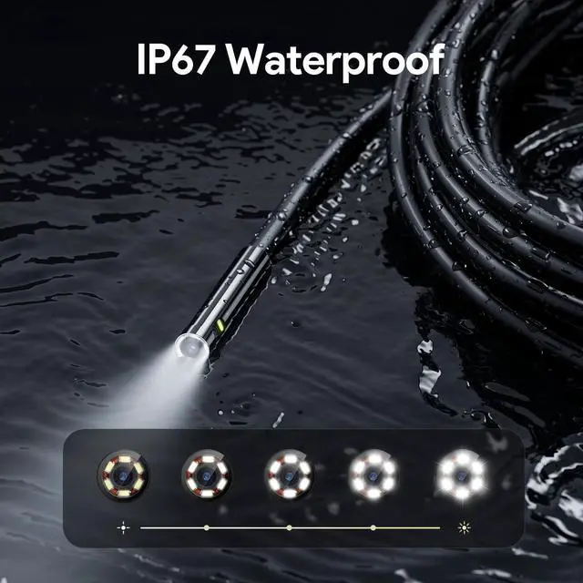 Alt view image 5 of 7 - KEHIPI Dual Lens Borescope, HD Endoscope With Light, 4.3'' IPS Screen Inspection Camera, IP67 Waterproof Drain Pipe Snake Cable, 16.5ft Semi-Rigid for Car Wall Plumbing HVAC