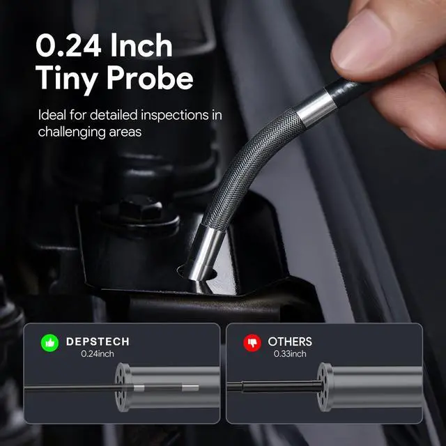 Alt view image 5 of 7 - KEHIPI 210° Two-Way Articulating Borescope, 0.24in Ultra-Slim Endoscope Camera with Lights, 4.5 IPS Screen, 5ft Waterproof Flexible Snake Tube, Industrial Inspection Camera for Automotive Mechanics