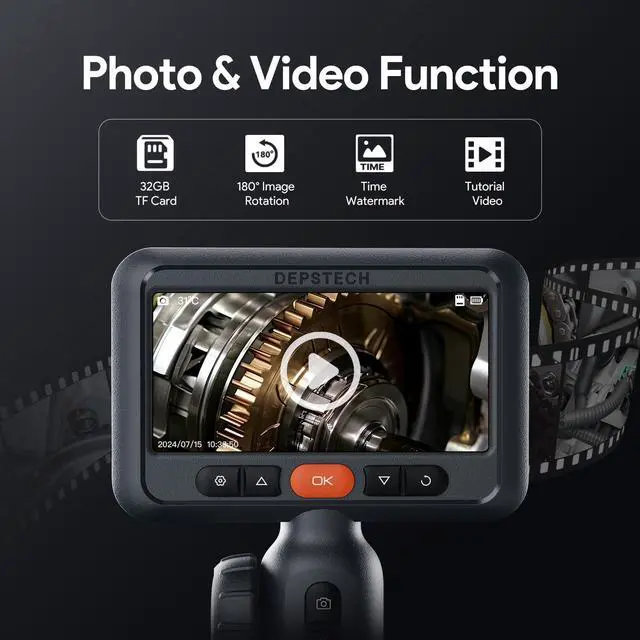 Alt view image 7 of 7 - KEHIPI 210° Two-Way Articulating Borescope, 0.24in Ultra-Slim Endoscope Camera with Lights, 4.5 IPS Screen, 5ft Waterproof Flexible Snake Tube, Industrial Inspection Camera for Automotive Mechanics