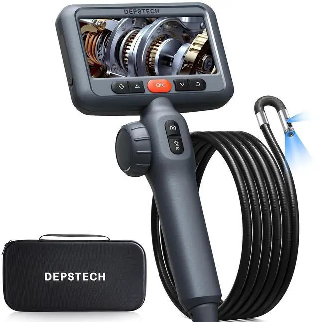 Main image of KEHIPI Dual Lens Two-Way Articulating Borescope Camera with Light, 4.5" Screen and 5FT Flexible Snake Scope Industrial Endoscope, Inspection Video Camera Tool for Wall, Engine, Auto, Mechanics