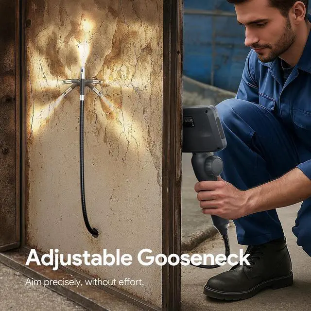 Alt view image 3 of 7 - KEHIPI Dual Lens Two-Way Articulating Borescope Camera with Light, 4.5" Screen and 5FT Flexible Snake Scope Industrial Endoscope, Inspection Video Camera Tool for Wall, Engine, Auto, Mechanics