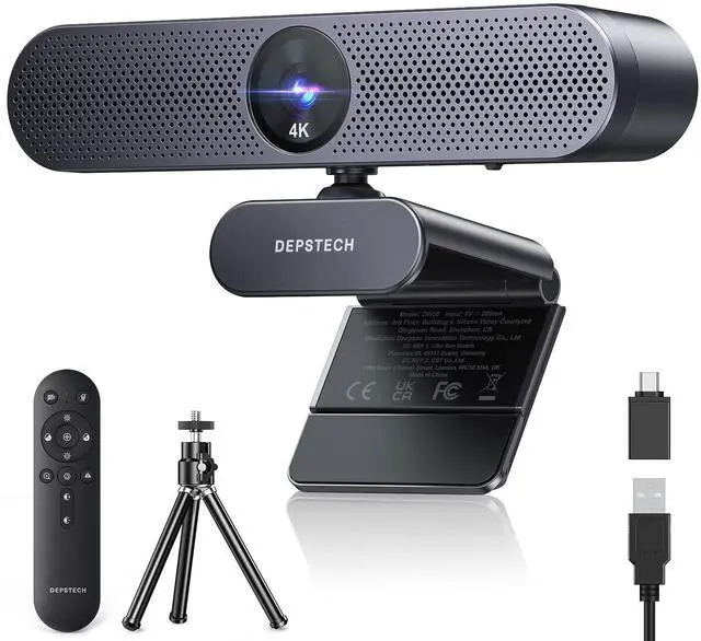 Main image of KEHIPI Webcam 4K, Zoomable Webcam with Microphone and Remote, Equipped with Sony Sensor, 3X Digital Zoom, Noise-Canceling Mics, Auto-Focus Computer Camera for PC/Mac/Laptop/Zoom/Teams/OBS/Google