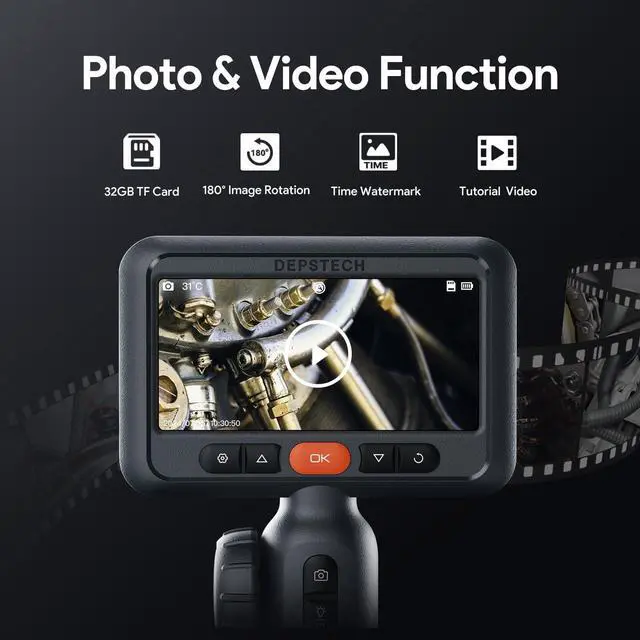 Alt view image 6 of 7 - KEHIPI Dual Lens Two-Way Articulating Borescope Camera with Light, 4.5" Screen and 5FT Flexible Snake Scope Industrial Endoscope, Inspection Video Camera Tool for Wall, Engine, Auto, Mechanics