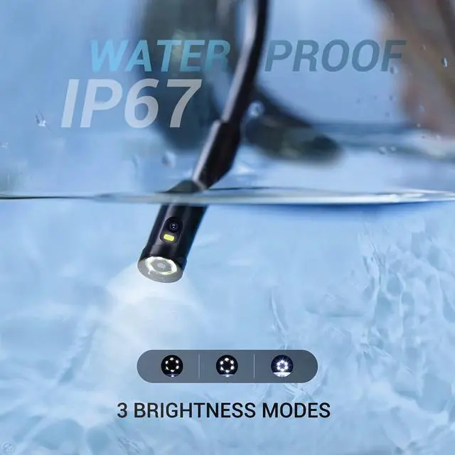 Alt view image 7 of 7 - KEHIPI Dual Lens Industrial Endoscope, 1080P Digital Borescope Inspection Camera, 7.9mm IP67 Waterproof, Sewer Camera with 4.3" LCD Screen, 7 LED Lights, 16.5FT Semi-Rigid Cable, 32GB Card - Orange