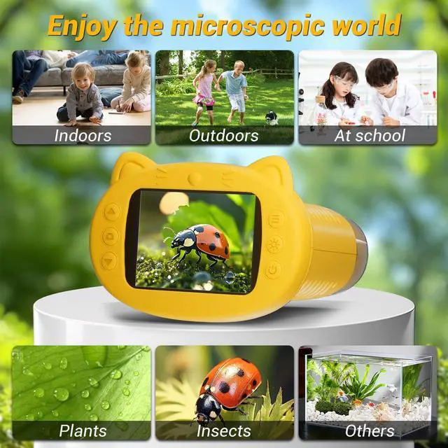 Alt view image 5 of 7 - KEHIPI Kids Microscope, 1000X Handheld Mini Microscope, 2.4'' Portable Digital Microscopes, Photo and Video Microscopes, Educational Science Kit Toys for Age 3-10 Girls&Boys(Light Pink)
