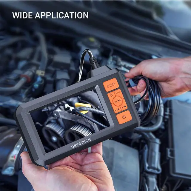 Alt view image 6 of 7 - KEHIPI Dual Lens Industrial Endoscope, 1080P Digital Borescope Inspection Camera, 7.9mm IP67 Waterproof, Sewer Camera with 4.3" LCD Screen, 7 LED Lights, 16.5FT Semi-Rigid Cable, 32GB Card - Orange