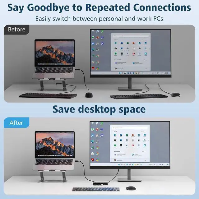 Alt view image 6 of 7 - KEHIPI USB Switch Selector for 2 Computers, USB Switcher Sharing 4 USB 2.0 Devices Peripheral Hub for Mouse Keyboard Scanner Printer with One-Button Swapping and 2 Pack USB A to A Cable
