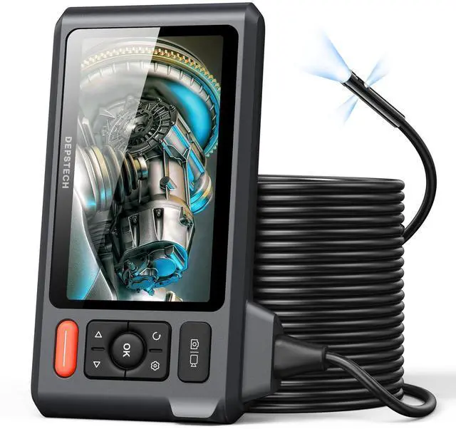 Main image of KEHIPI Triple Lens Sewer Inspection Camera with 50FT Semi-Rigid Cable, 5"IPS Screen Endoscope Camera with Lights, 1080P Industrial Borescope, Split Screen, Waterproof Drain Pipe Tool, Carrying Case