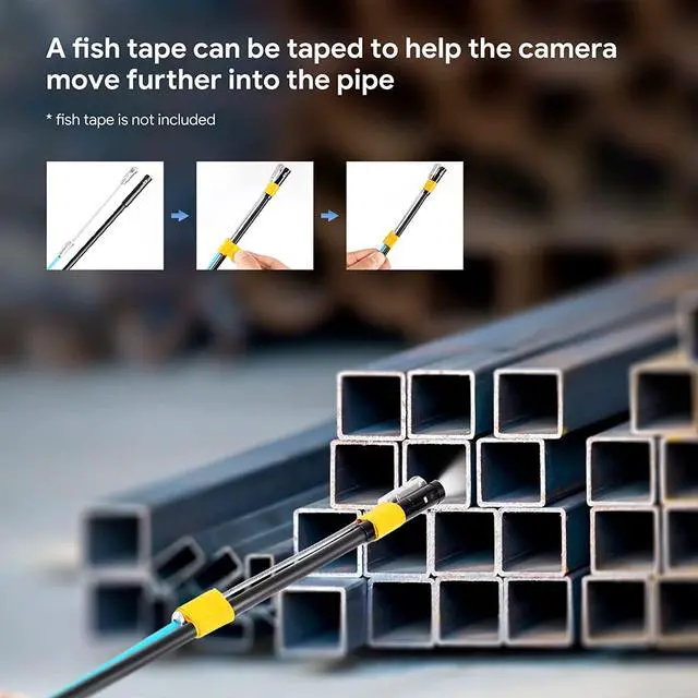 Alt view image 2 of 7 - KEHIPI Triple Lens Sewer Inspection Camera with 50FT Semi-Rigid Cable, 5"IPS Screen Endoscope Camera with Lights, 1080P Industrial Borescope, Split Screen, Waterproof Drain Pipe Tool, Carrying Case