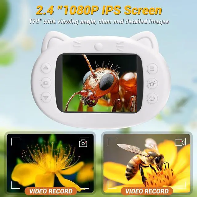 Alt view image 3 of 7 - KEHIPI 2.4" Screen Pocket Kids Microscope: 1000X Handheld Microscope for Photo and Video - Portable Science Kits STEM Toys  Christmas/Birthday Gifts for Girls & Boys Ages 3-12(White)