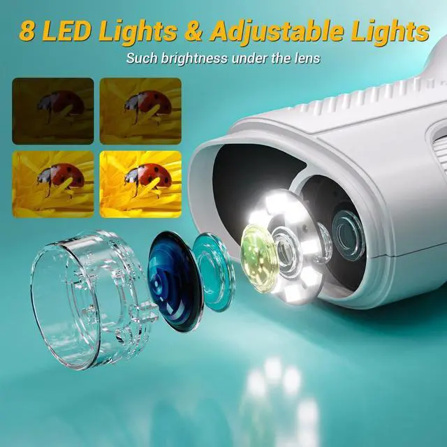 Alt view image 4 of 7 - KEHIPI 2.4" Screen Pocket Kids Microscope: 1000X Handheld Microscope for Photo and Video - Portable Science Kits STEM Toys  Christmas/Birthday Gifts for Girls & Boys Ages 3-12(White)