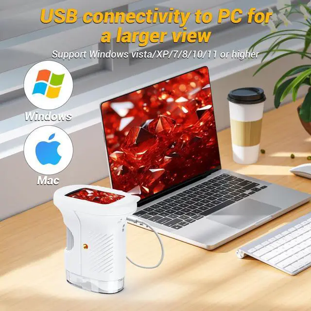 Alt view image 6 of 7 - KEHIPI 2.4" Screen Pocket Kids Microscope: 1000X Handheld Microscope for Photo and Video - Portable Science Kits STEM Toys  Christmas/Birthday Gifts for Girls & Boys Ages 3-12(White)