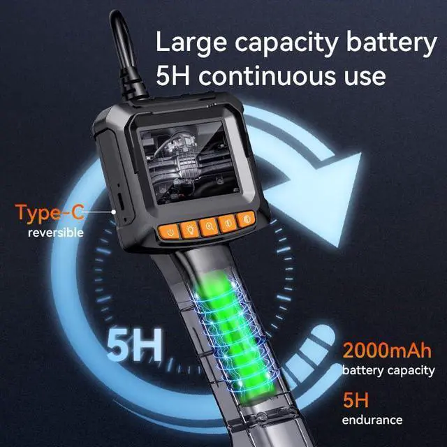 Alt view image 6 of 7 - KEHIPI Dual-Lens Endoscope Camera with Light - 2.4" LCD Screen Inspection Cameras,IP67 Waterproof Borescope,HD 1080P Endoscope Camera 16.5ft Semi-Rigid Cord for Sewer,Gifts for Men Tools and Gadgets