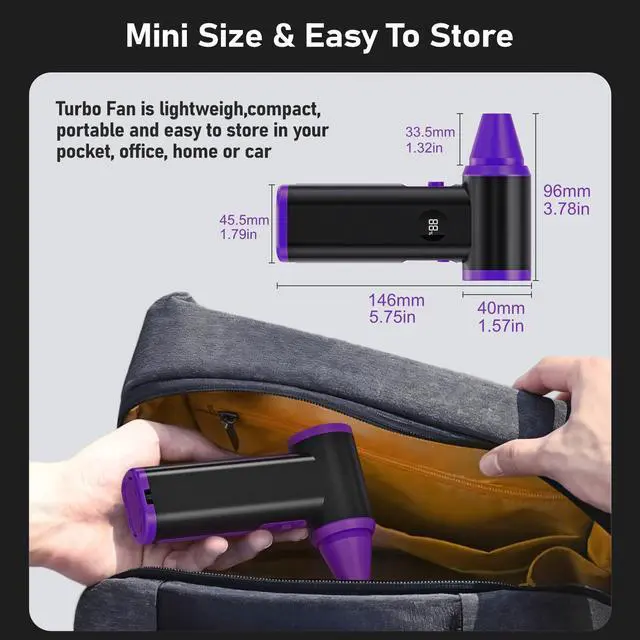 Alt view image 5 of 6 - KEHIPI Electric Compressed Air Duster, Powerful Cordless Air Blower, Replaces Compressed Air Cans, Mini Rechargeable Turbo Dust Blower for Cars, PC, Keyboard, Home, Outdoor Cleanings (Purple)