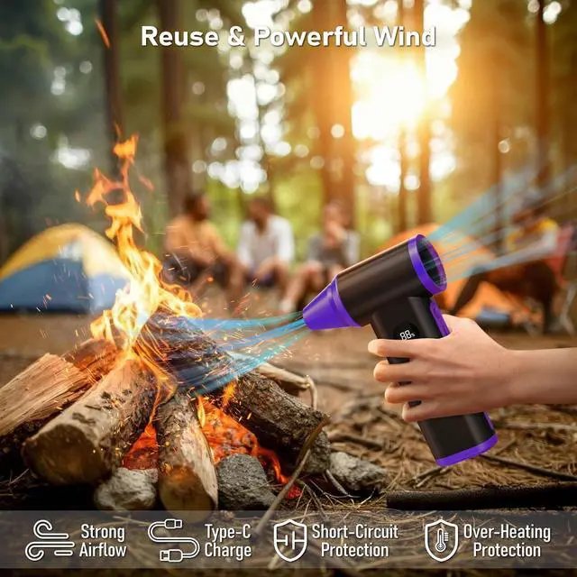 Alt view image 6 of 6 - KEHIPI Electric Compressed Air Duster, Powerful Cordless Air Blower, Replaces Compressed Air Cans, Mini Rechargeable Turbo Dust Blower for Cars, PC, Keyboard, Home, Outdoor Cleanings (Purple)