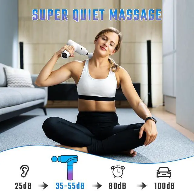 Alt view image 3 of 7 - KEHIPI Massage Gun Deep Tissue, Muscle Massage Gun with 9 Attachment Heads 20 Speeds & Silent Brushless Motor for Pain Relief, Handheld Percussion Back Massager Gun for Athletes(White)