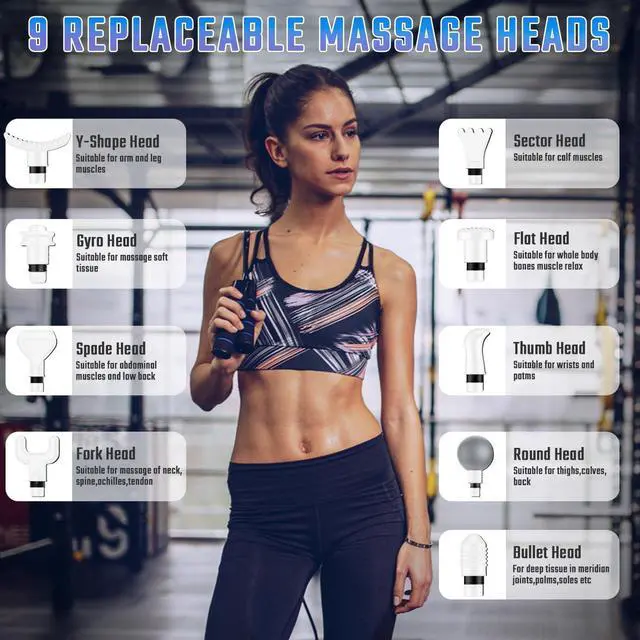 Alt view image 5 of 7 - KEHIPI Massage Gun Deep Tissue, Muscle Massage Gun with 9 Attachment Heads 20 Speeds & Silent Brushless Motor for Pain Relief, Handheld Percussion Back Massager Gun for Athletes(White)