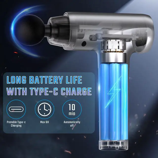 Alt view image 4 of 7 - KEHIPI Massage Gun, Muscle Massage Gun Deep Tissue Back Massager for Pain Relief, 20 Speeds Handheld Electric Massager Tool with Silent Brushless Motor, Suitable for Gym Office Home Travel