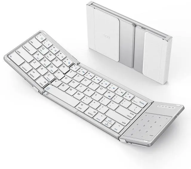 Main image of KEHIPI Foldable Keyboard with Sensitive Touchpad, Portable Wireless Keyboard for iMac, Multi Devices, 2 in 1 Pocket-Sized Bi-Folding Portable Key-Board, Travel