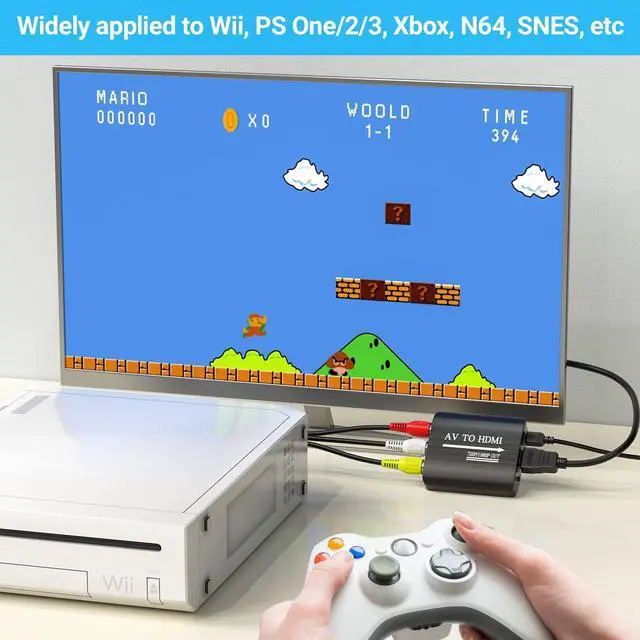 Alt view image 5 of 6 - KEHIPI RCA to HDMI,AV to HDMI Converter,Composite to HDMI Converter Compatible with WII,PS One,PS2,PS3,STB,Xbox,VHS,VCR,Blue-Ray DVD,with 3.3ft HDMI Cable