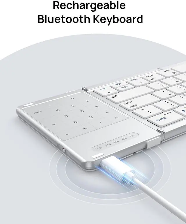 Alt view image 6 of 7 - KEHIPI Foldable Keyboard with Sensitive Touchpad, Portable Wireless Keyboard for iMac, Multi Devices, 2 in 1 Pocket-Sized Bi-Folding Portable Key-Board, Travel