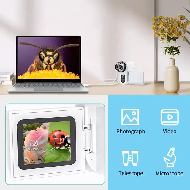 Alt view image 7 of 7 - KEHIPI Microscope for Kids - 1000X Portable Handheld Kids Mini Microscope | Telescope with Photo and Video Educational Science Toys | Age 3 4 5 6 7 8 9 10 11 12 Years Old Kids Christmas Birthday Gift