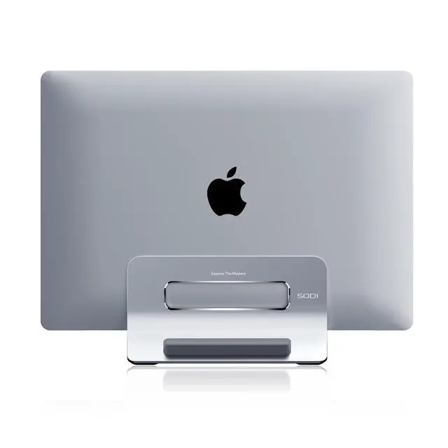 Main image of KEHIPI Vertical Laptop Stand for Desk, Gravity Auto Lock Vertical MacBook Stand, Aluminum Laptop Vertical Dock Stand Holder Compatible with MacBook Pro, MacBook Air, Silver