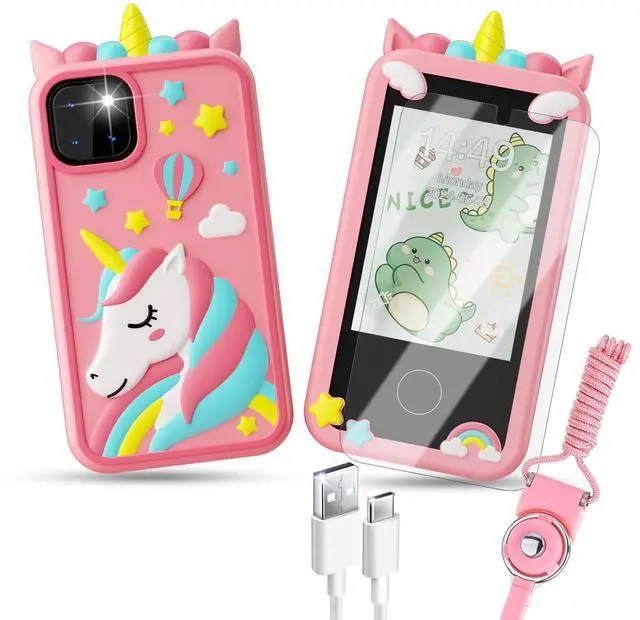 Main image of KEHIPI Kids Smart Phone Toys, Touchscreen HD Dual Camera Cell Phone for Kids,Travel Toy Preschool Learning Toy for Kid,Christmas Birthday Gifts Toddler Play Phone for Girls Boys 3-14 Pink