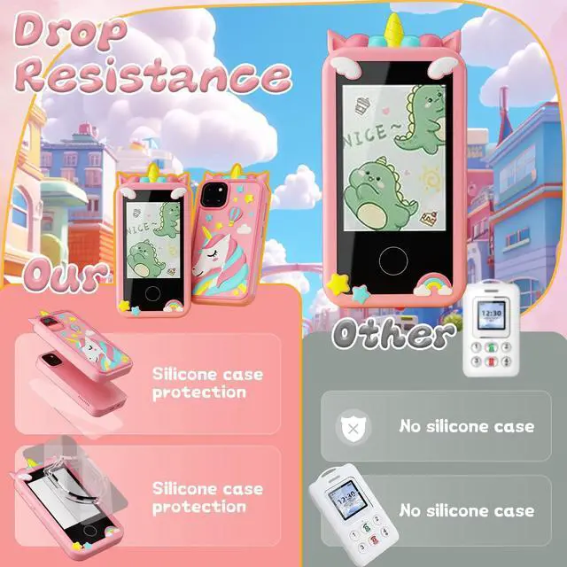 Alt view image 4 of 7 - KEHIPI Kids Smart Phone Toys, Touchscreen HD Dual Camera Cell Phone for Kids,Travel Toy Preschool Learning Toy for Kid,Christmas Birthday Gifts Toddler Play Phone for Girls Boys 3-14 Pink