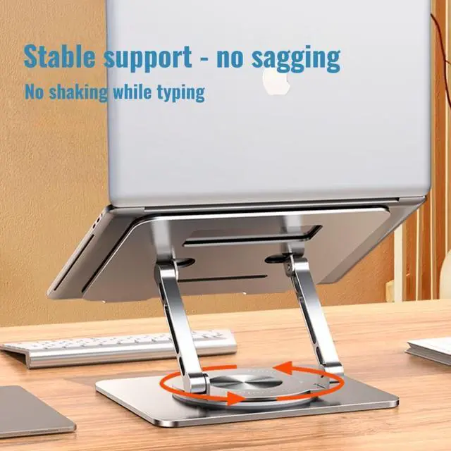 Alt view image 7 of 7 - KEHIPI 360° Swivel Laptop Stand - 2.5mm Heavy-Duty Aerospace Aluminum, Adjustable Height & Angle, Sturdy Yet LightweightErgonomic Desk Mount for 10-17" MacBook/Dell/HP,Silver