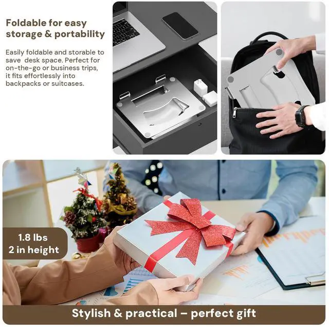 Alt view image 3 of 7 - KEHIPI Laptop Stand for Desk  2.5mm Aluminum Ergonomic Riser, Adjustable Height & Angle, Sturdy Yet Lightweight, Fits 10-17.3 Inch MacBook Pro/Air, Dell XPS, HP,Silver.