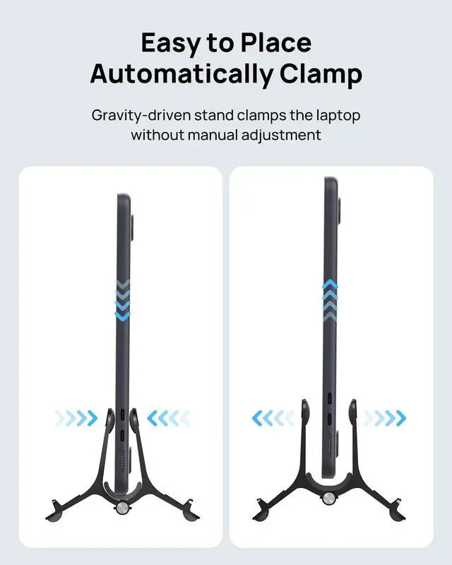 Alt view image 4 of 7 - KEHIPI Vertical Laptop Stand Holder for Desk Compatible with MacBook Air, MacBook Pro Stand Vertical Aluminum Up to 17 inch, Gravity Auto-Lock Cooling, 3-in-1 Space Saving Desk Organizer Accessories