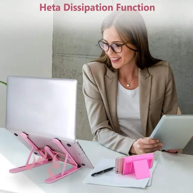 Alt view image 7 of 7 - KEHIPI Portable Laptop Stand, Adjustable Laptop Holder Riser Computer Stand for Desk Notebook Stand Mount